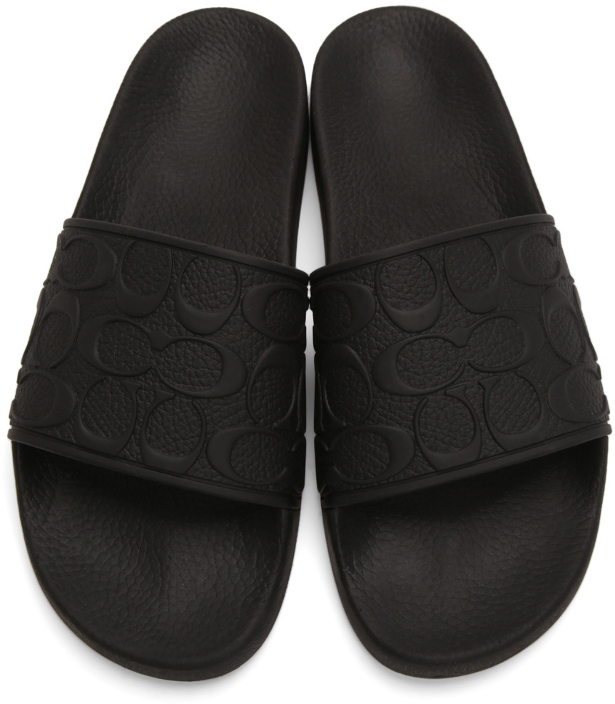 Coach 1941 Black Embossed Logo Slide Sandals Coach 1941