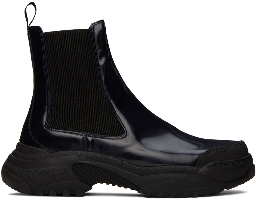 GmbH Navy Faux-Leather Chelsea Boots GmbH