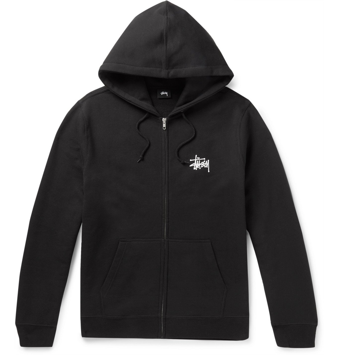 Stüssy - Logo-Print Fleece-Back Cotton-Blend Jersey Zip-Up Hoodie ...