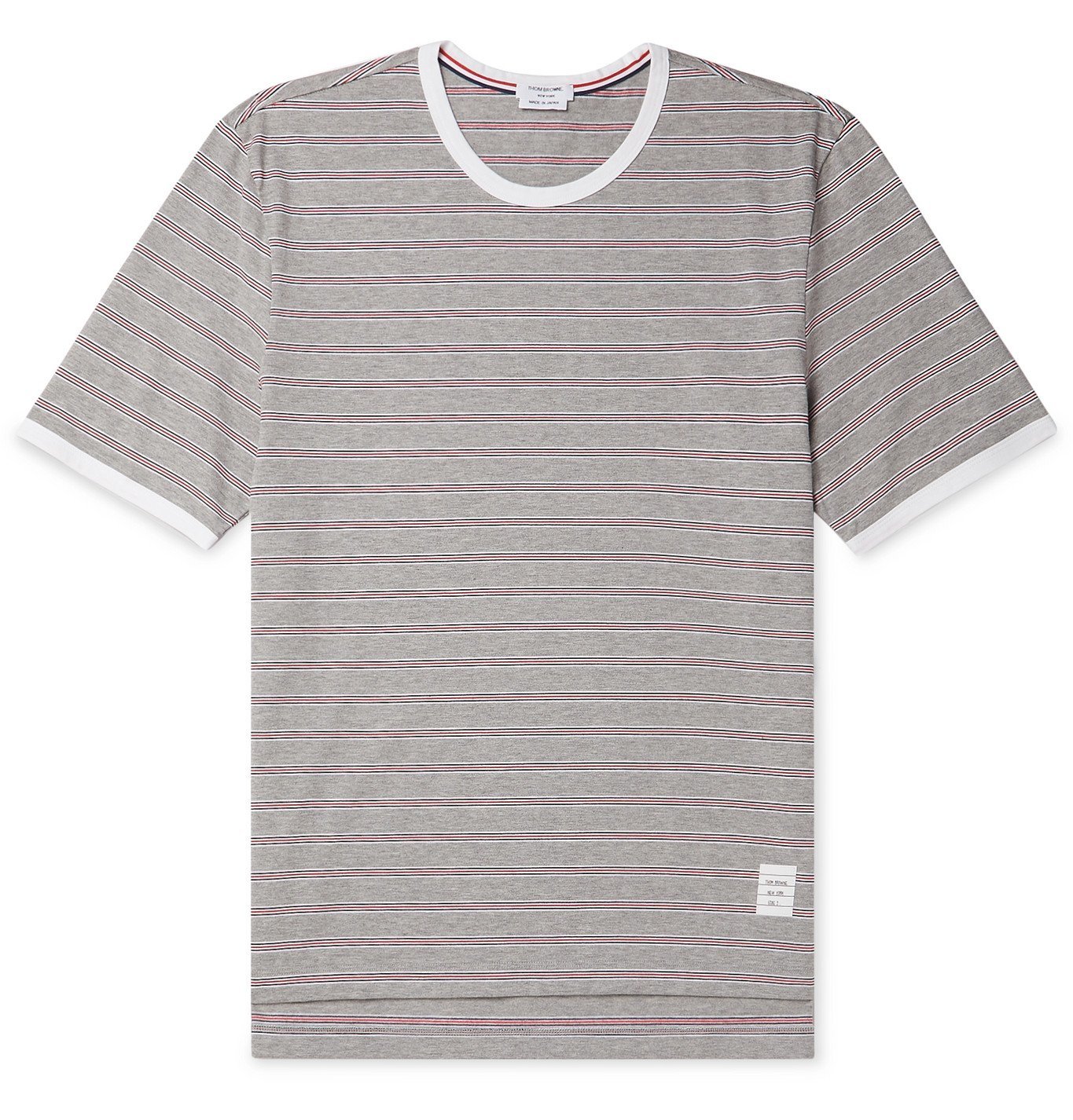 Thom Browne - Striped Cotton-Jersey T-Shirt - Gray Thom Browne