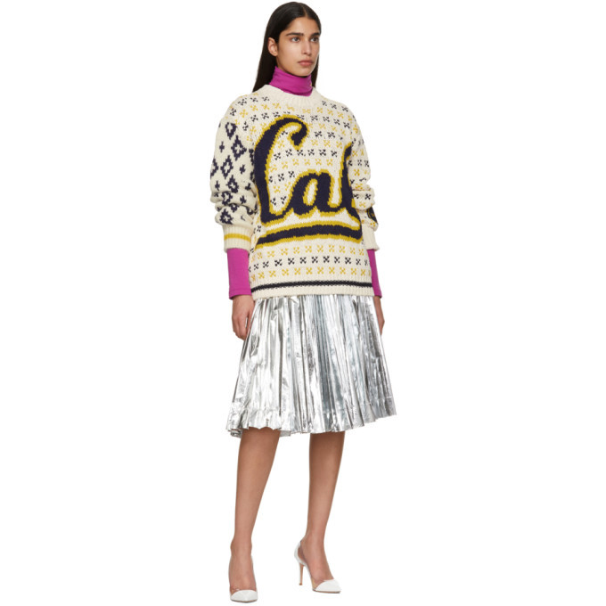 Calvin Klein 205W39NYC Off-White and Navy Berkeley Edition University Sweater  Calvin Klein 205W39NYC