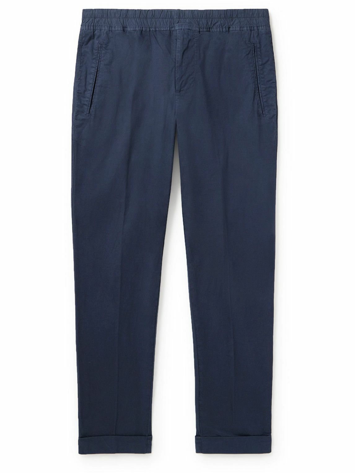 Photo: James Perse - Straight-Leg Garment-Dyed Stretch Cotton-Blend Trousers - Blue