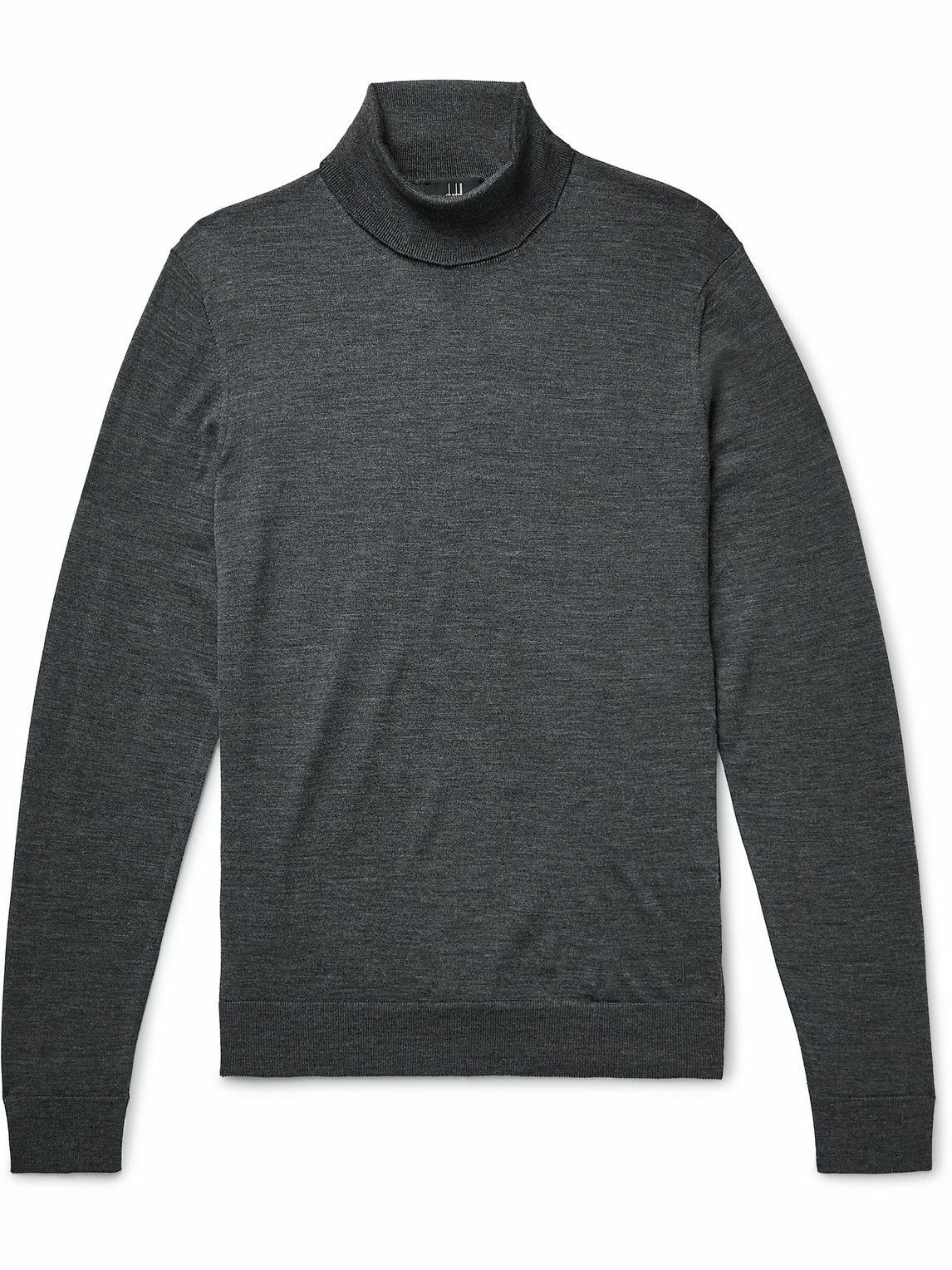 Photo: Dunhill - Logo-Embroidered Wool Rollneck Sweater - Gray