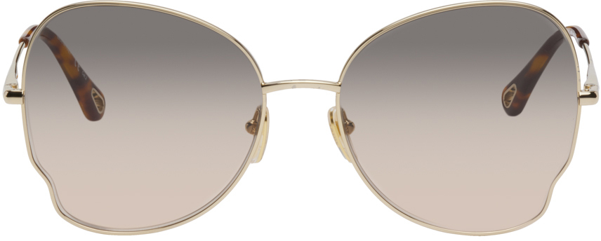 chloe gold tone oval sunglasses