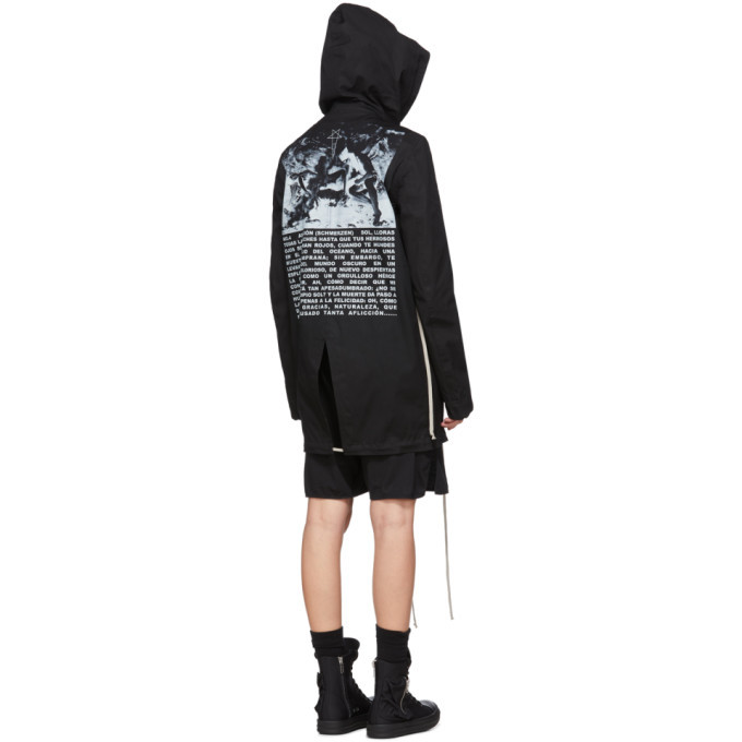 Rick Owens Drkshdw Black Short Fishtail Parka Rick Owens Drkshdw