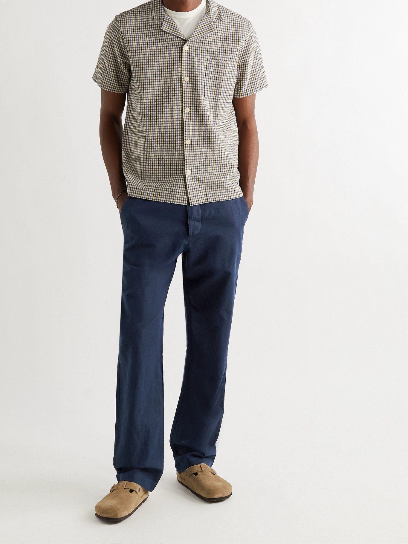 OLIVER SPENCER - Linen and Cotton-Blend Trousers - Blue