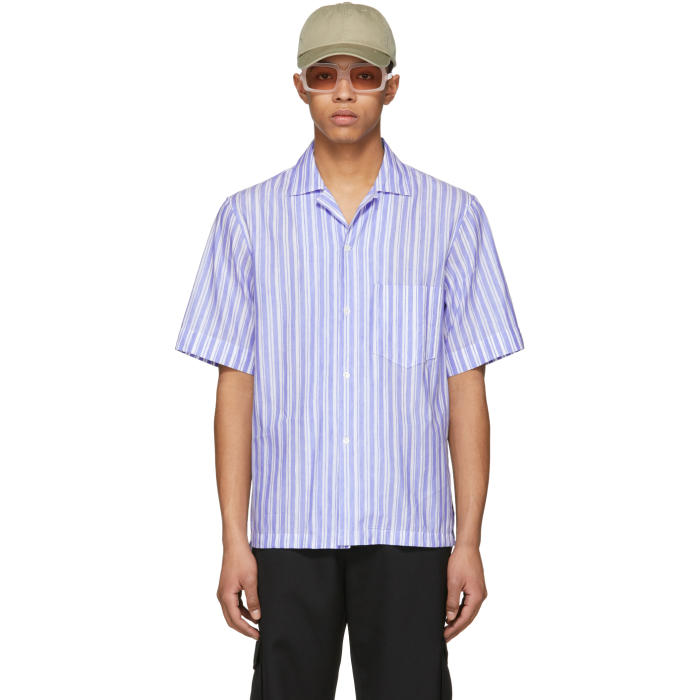 Acne Studios Blue and White Elms Chamb Shirt Acne Studios