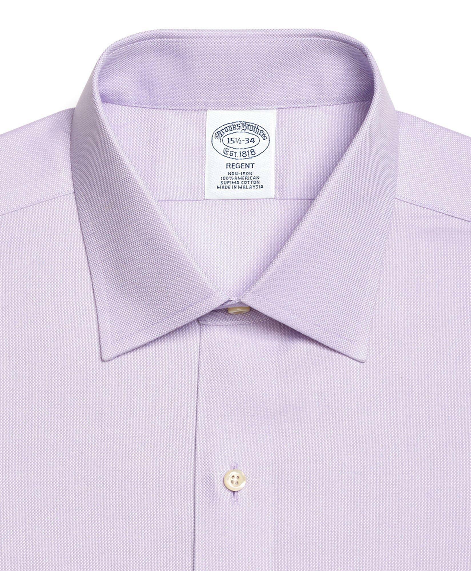Brooks Brothers Men's Regent Regular-Fit Dress Shirt, Non-Iron Royal Oxford | Purple