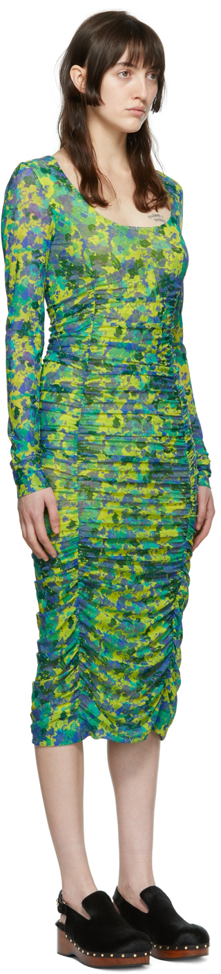 GANNI Multicolor Recycled Nylon Midi Dress GANNI