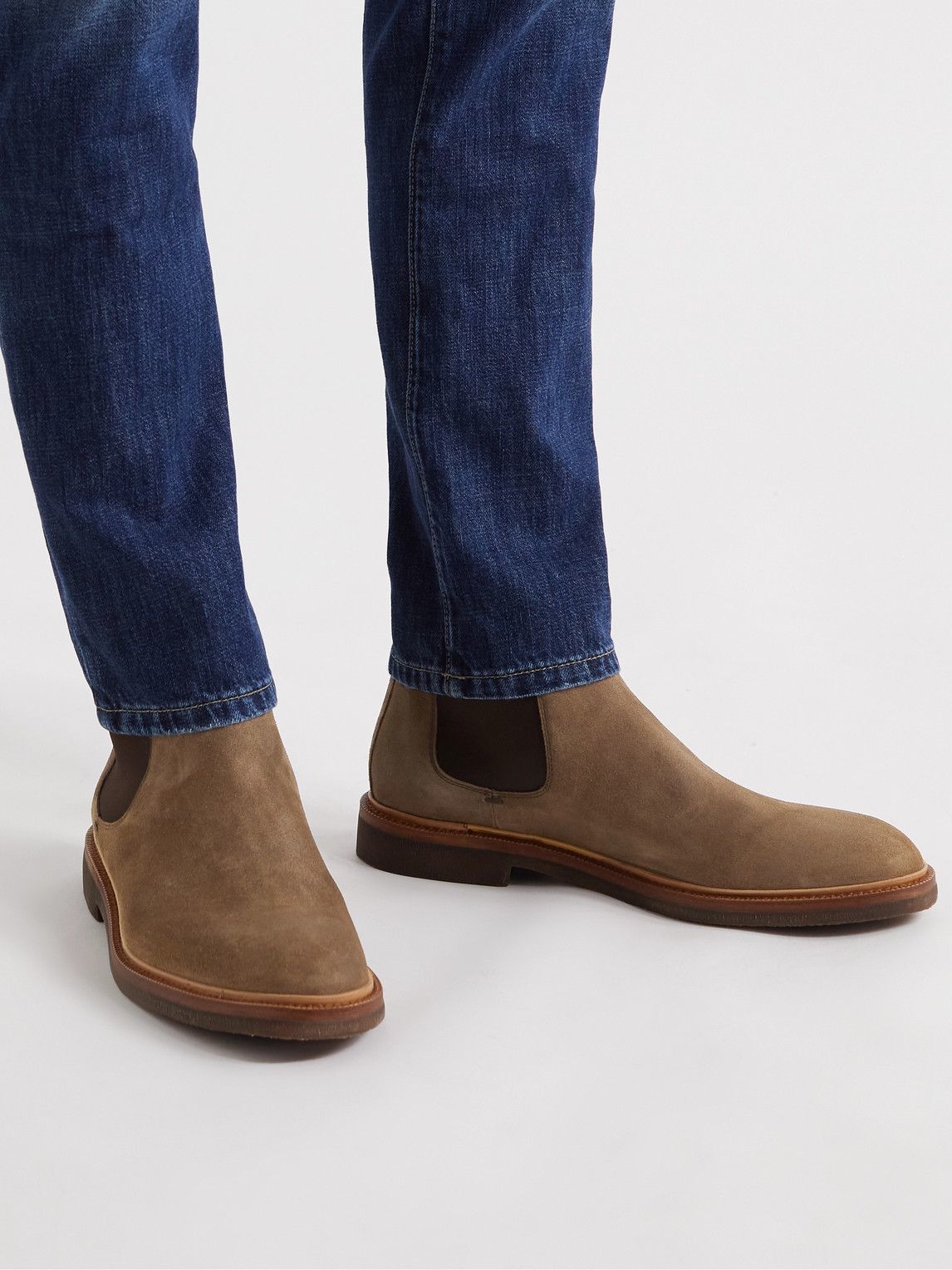 brunello cucinelli suede chelsea boots