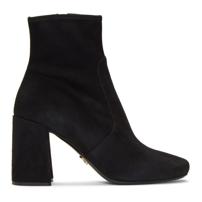 prada black suede booties