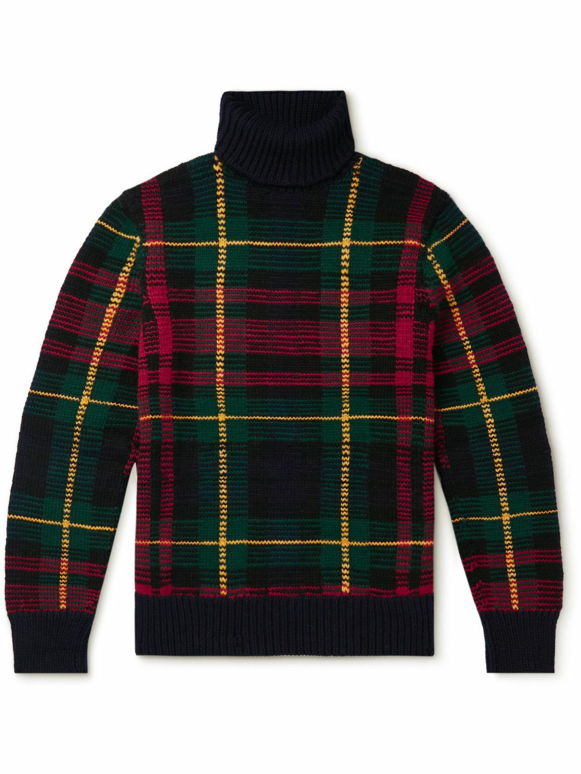 Photo: Polo Ralph Lauren - Checked Wool Rollneck Sweater - Black