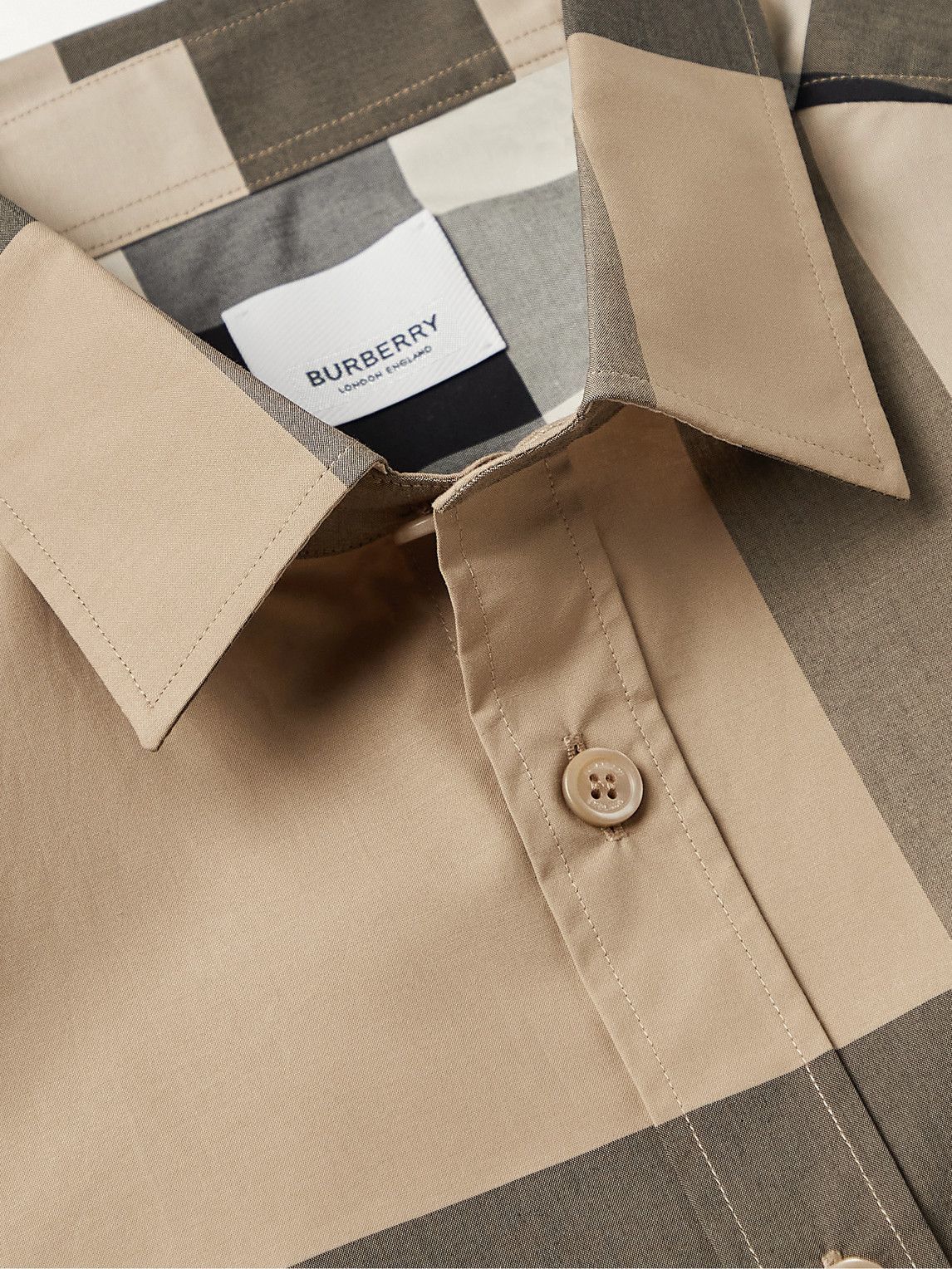Slim-Fit Checked Cotton-Blend Poplin 