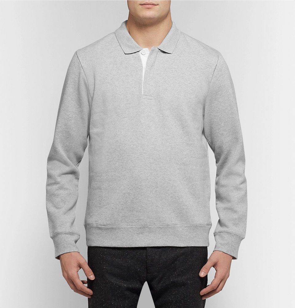 Club Monaco - Mélange Fleece-Back Cotton-Blend Jersey Polo Sweatshirt ...