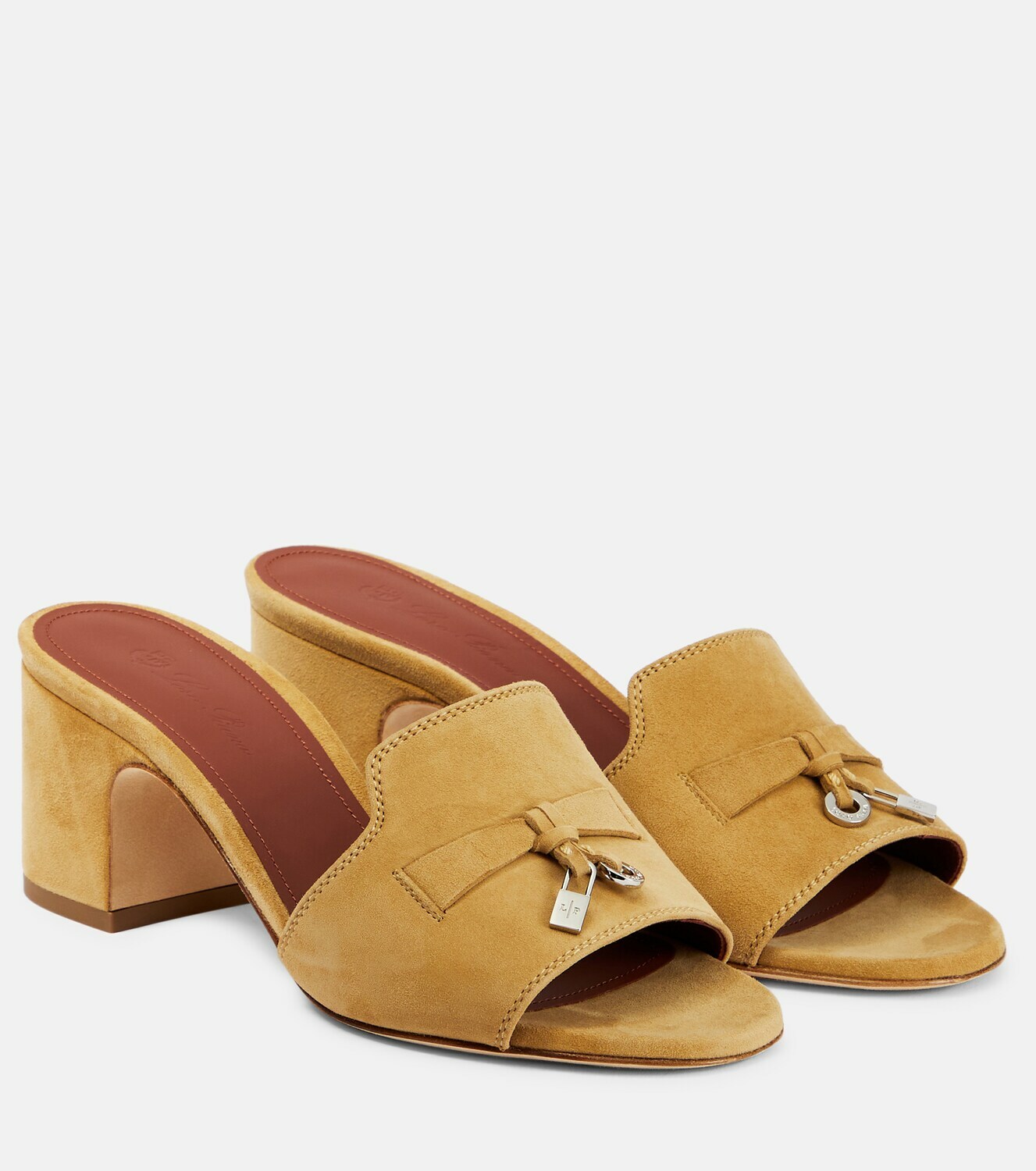 Loro Piana Navy White Suede Charms Walk Flat Mules main image 0