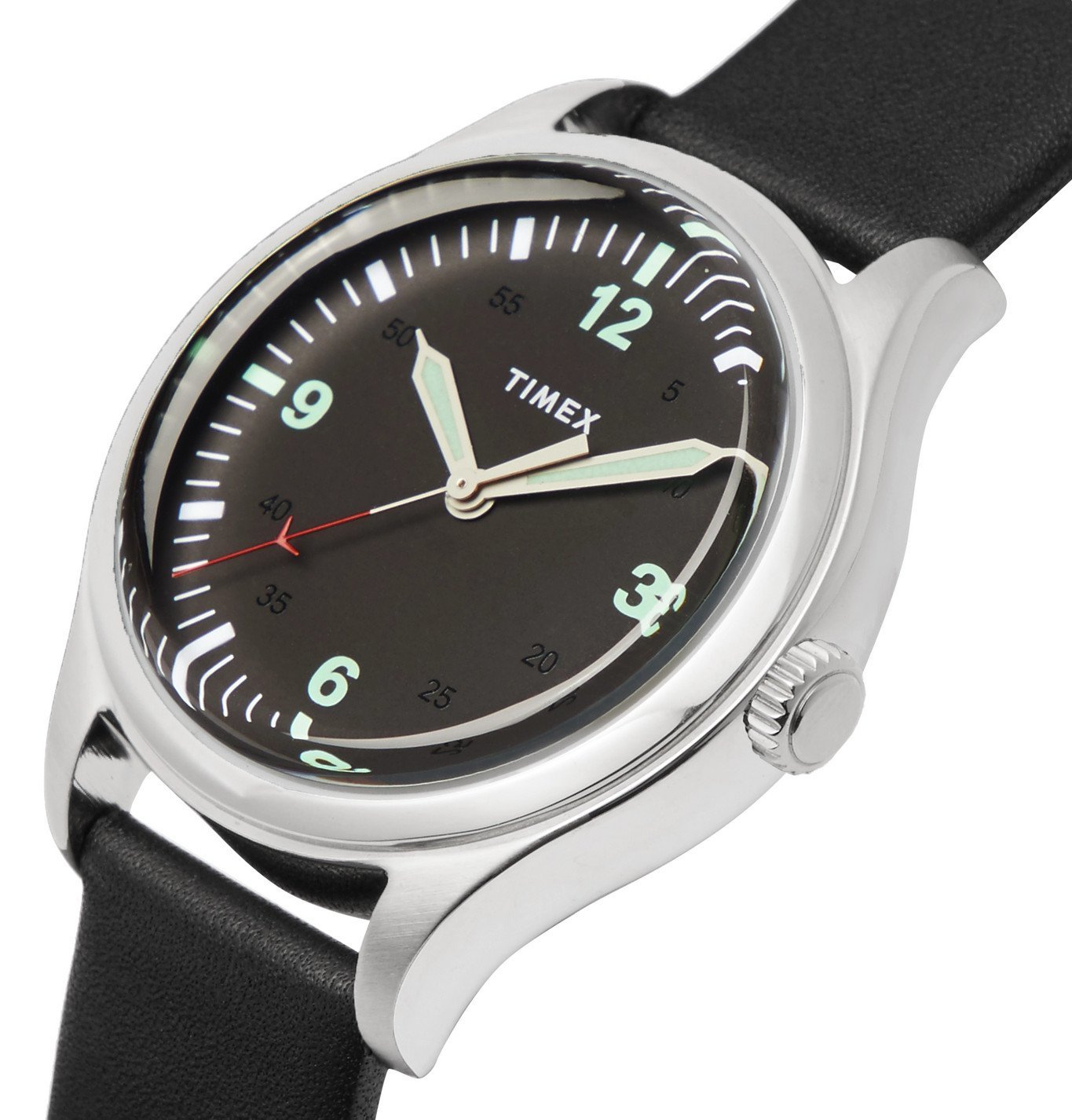 Timex - Waterbury 38mm Stainless Steel and Leather Watch - Black Timex