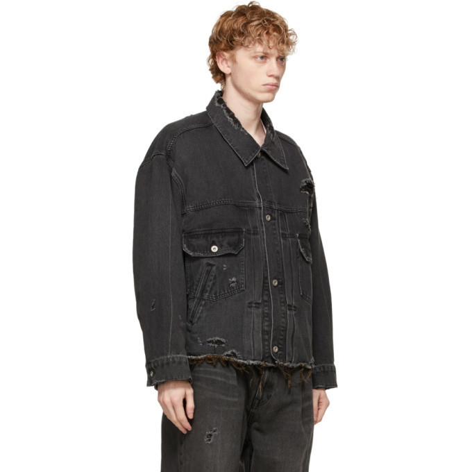 Doublet Black Silk Denim Damaged Jacket Doublet