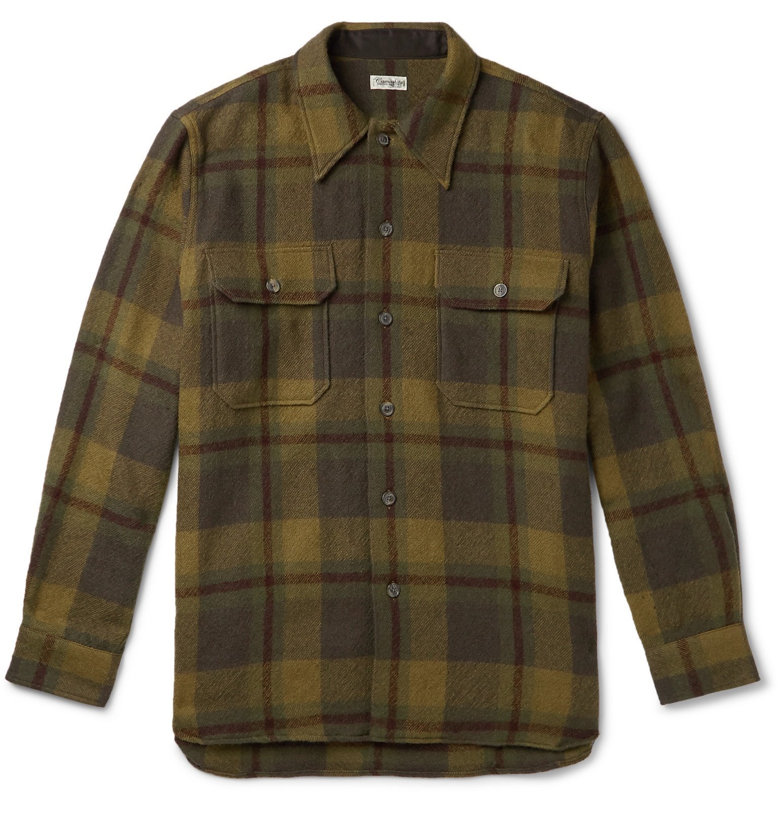 Camoshita - Checked Brushed Wool-Flannel Overshirt - Green Camoshita