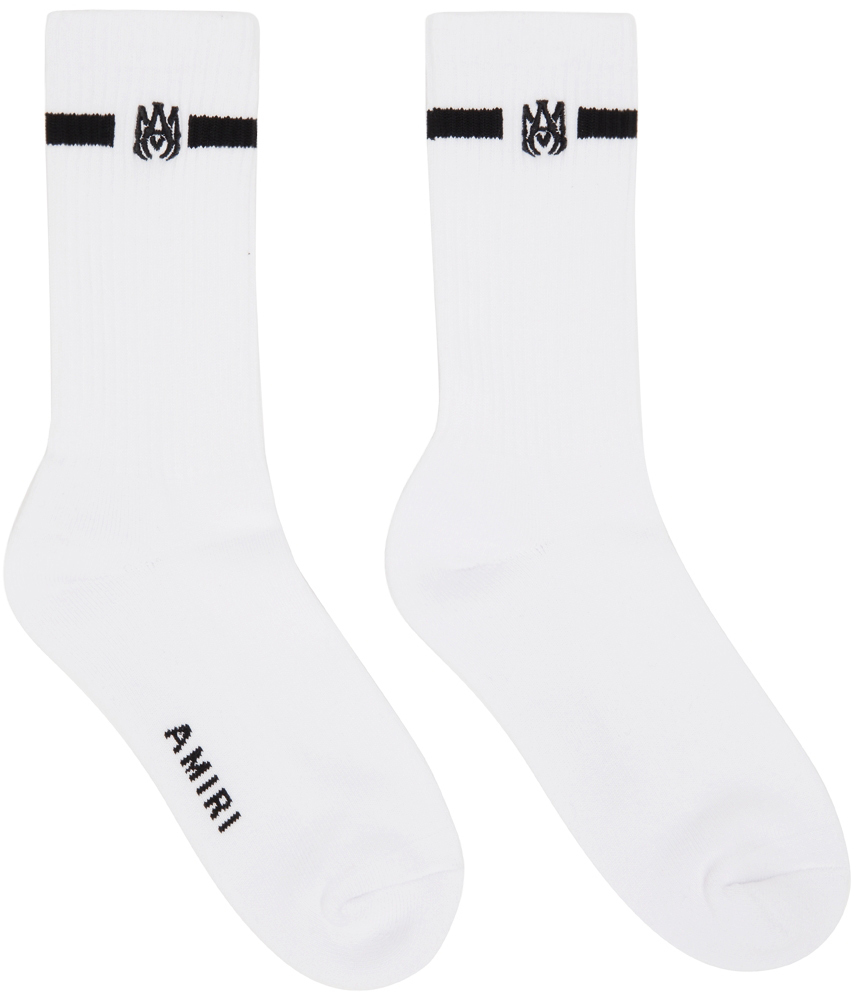 AMIRI White & Black Solid M.A. Socks Amiri