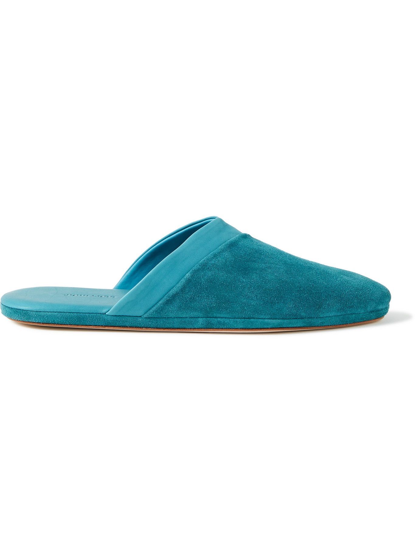 John Lobb - Knighton Leather-Trimmed Suede Slippers - Blue John Lobb