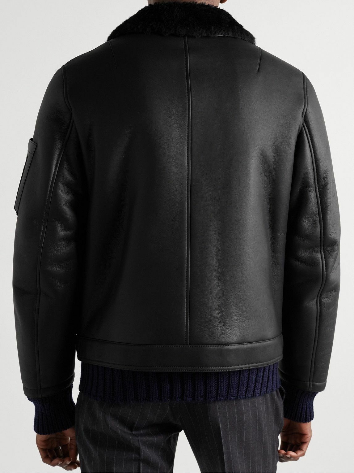 Dunhill - Shearling-Trimmed Leather Jacket - Black Dunhill