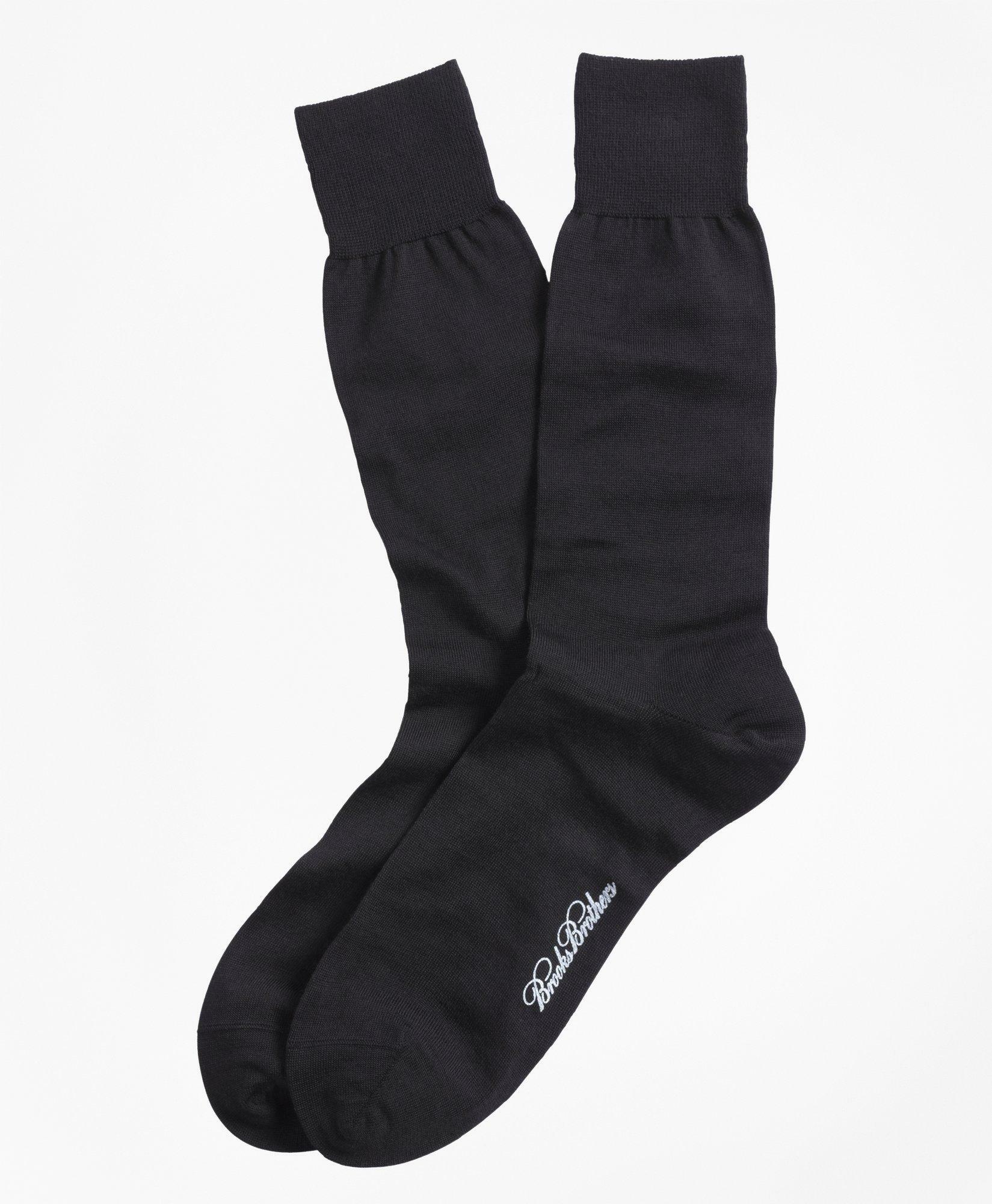 Brooks Brothers Men's Merino Wool Jersey Crew Socks | Black