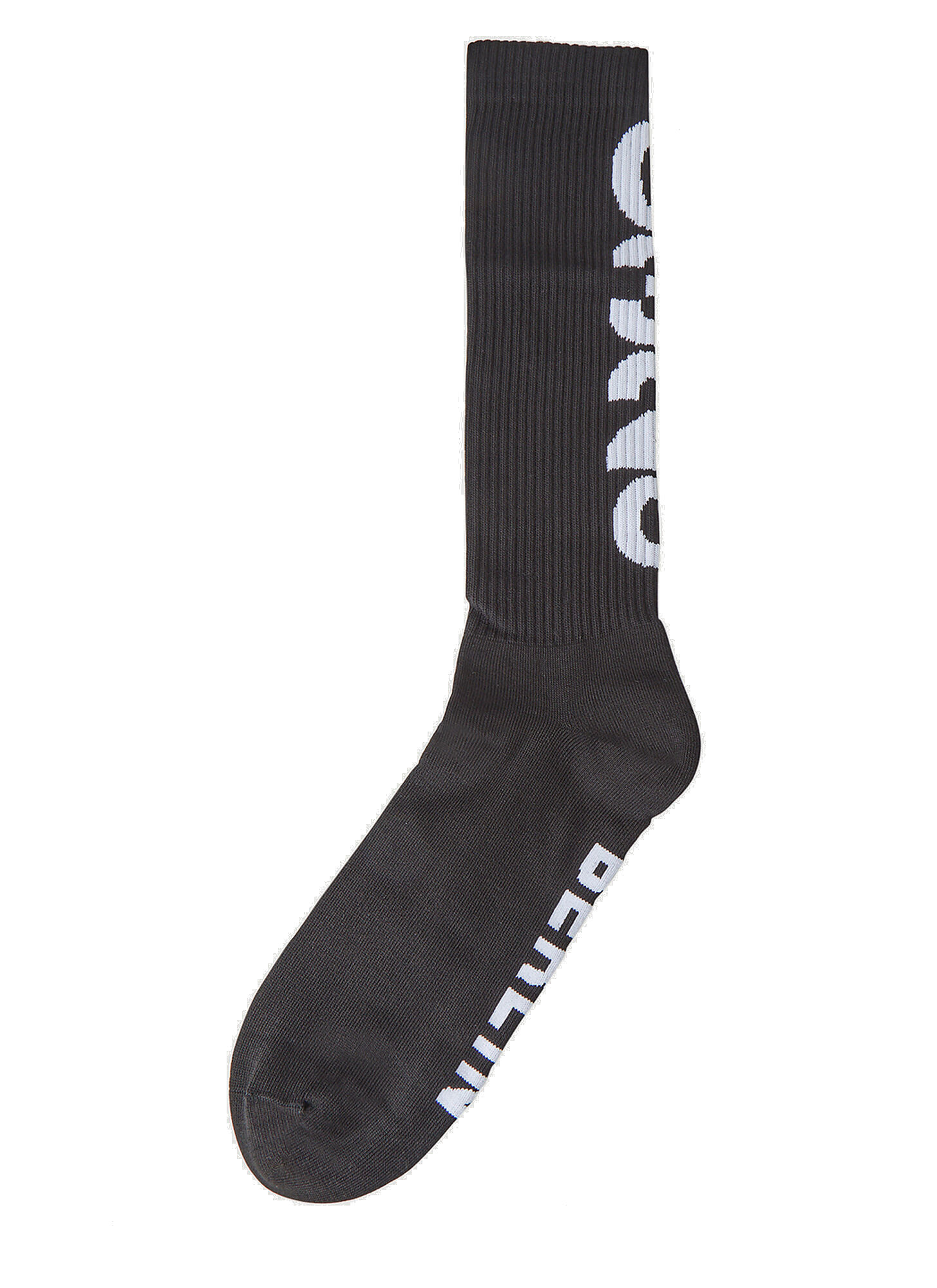 Photo: Logo Print Long Socks in Black