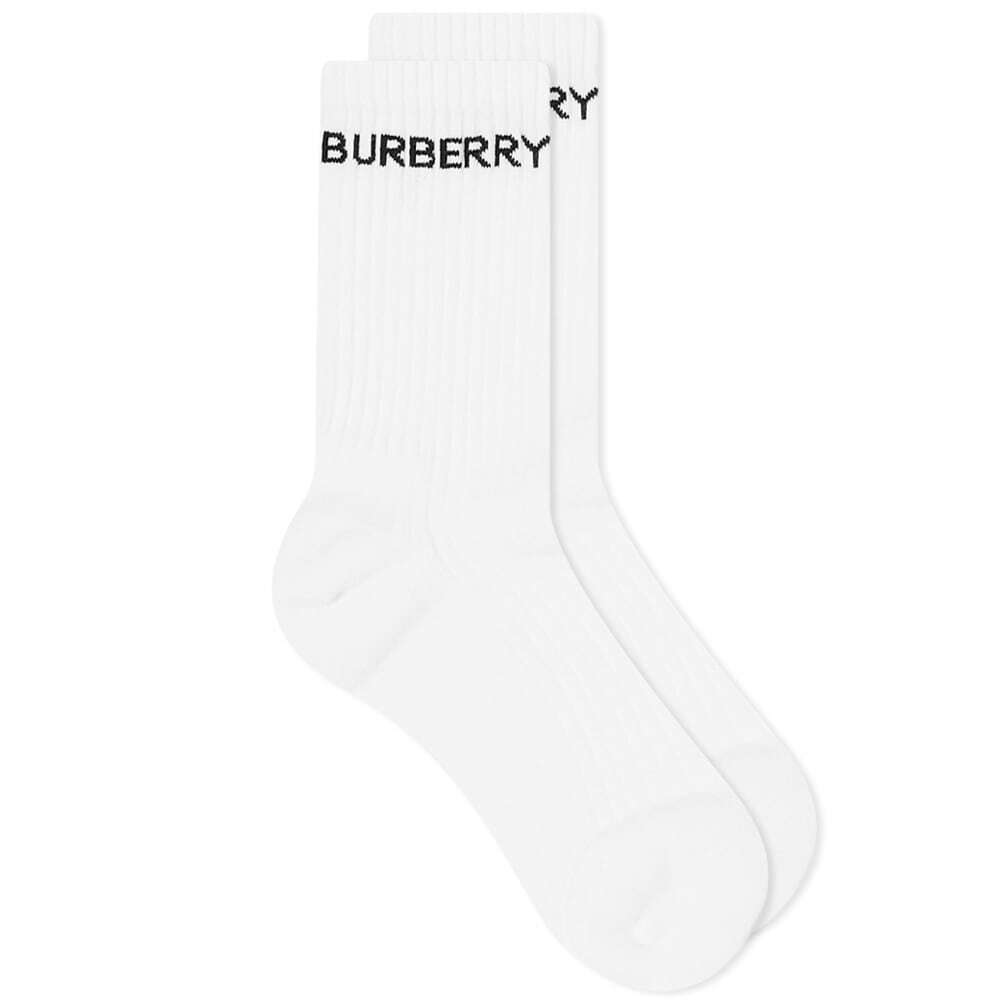 Burberry Women's Branded Sports Sock in White Burberry