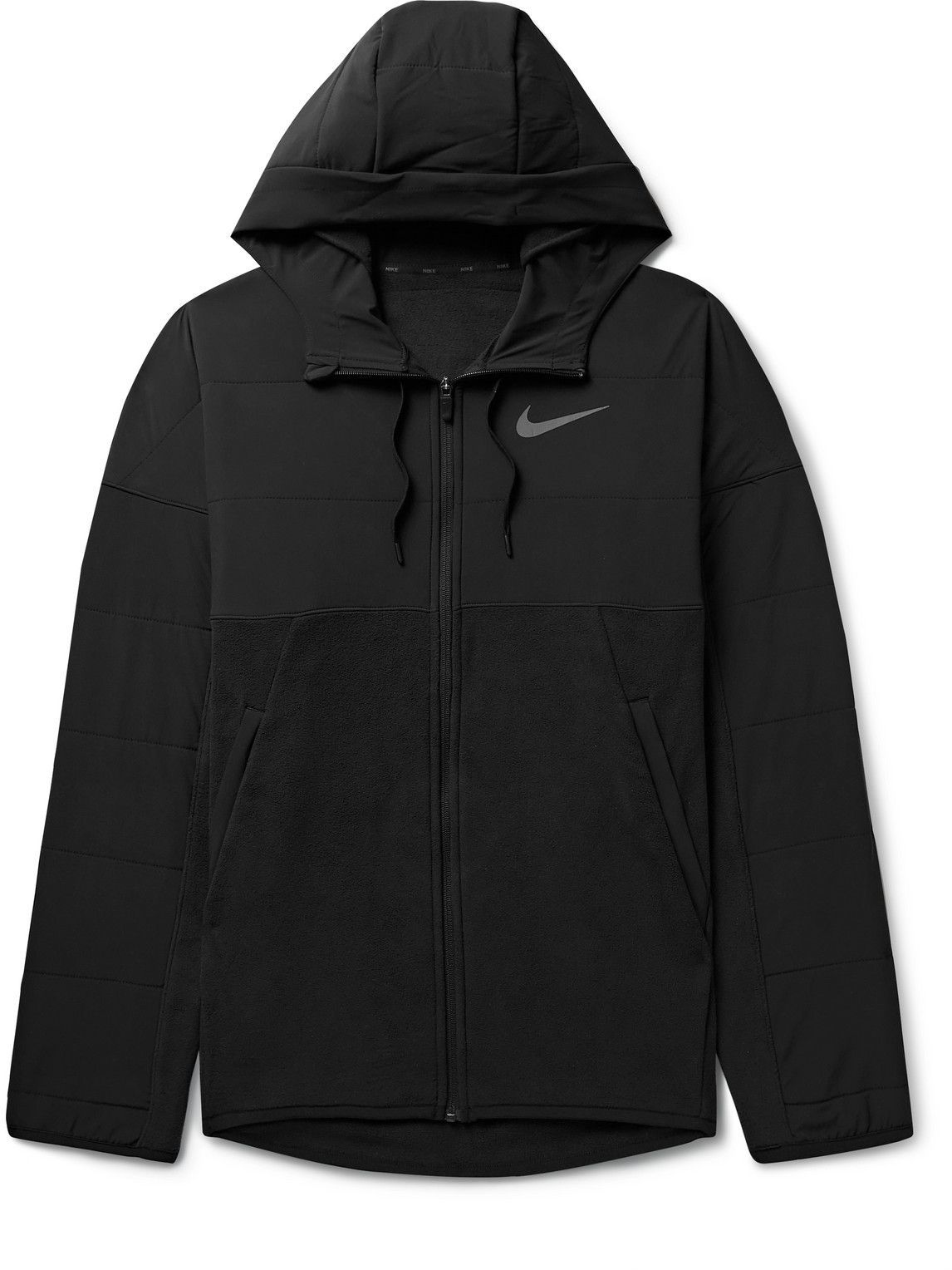 Photo: Nike Training - Winterized Stretch-Shell and Therma-FIT Fleece Zip-Up Hoodie - Black
