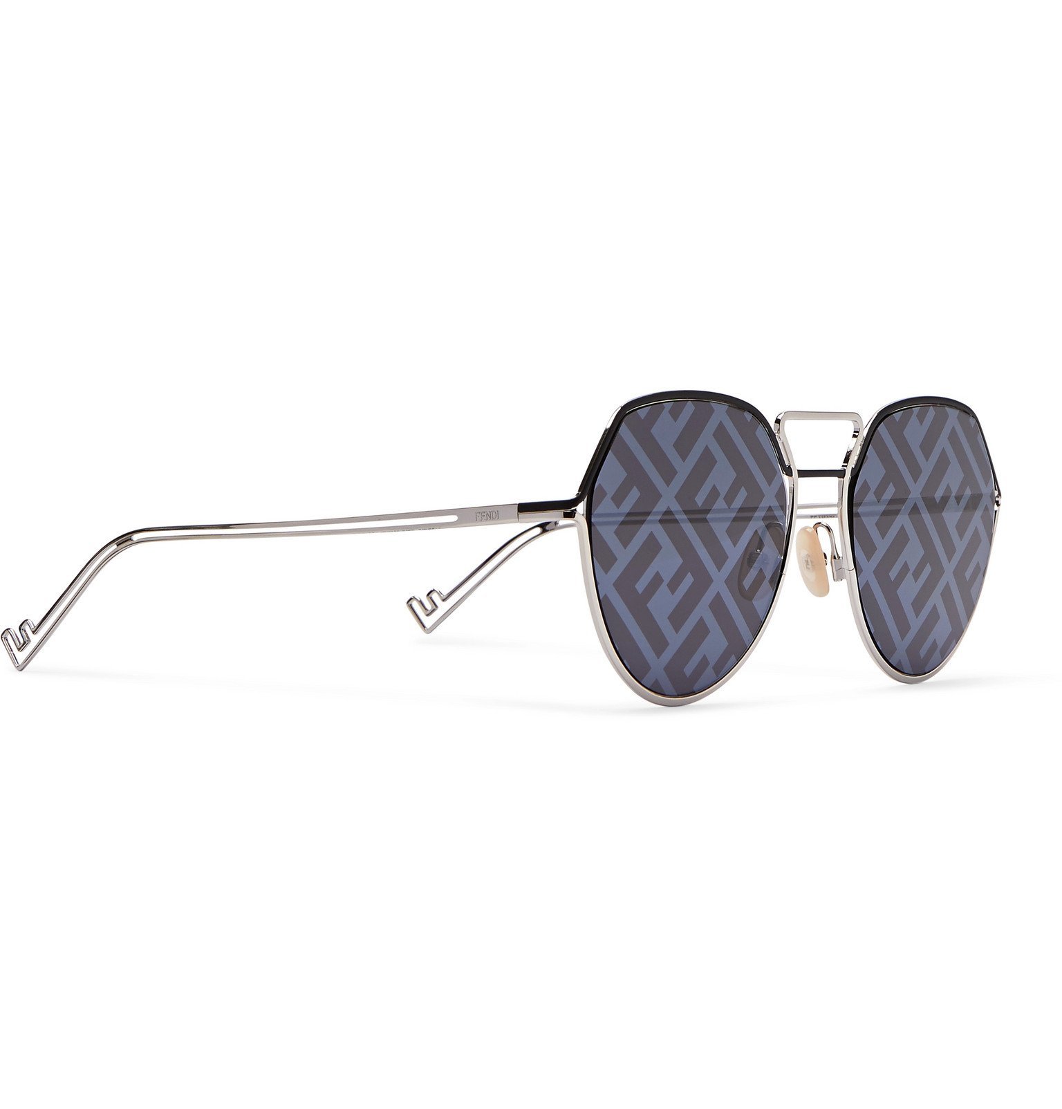 fendi silver tone round sunglasses