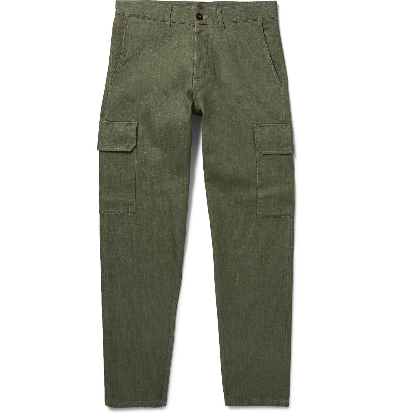 Mr P. - Slim-Fit Selvedge Denim Cargo Trousers - Green Mr P.