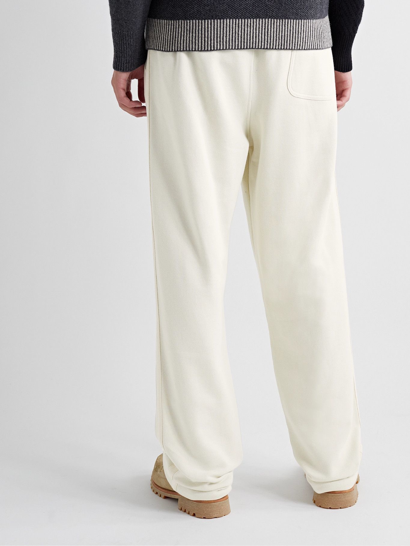 Oliver Spencer - Morwell Webbing-Trimmed Organic Cotton-Jersey Sweatpants - Neutrals