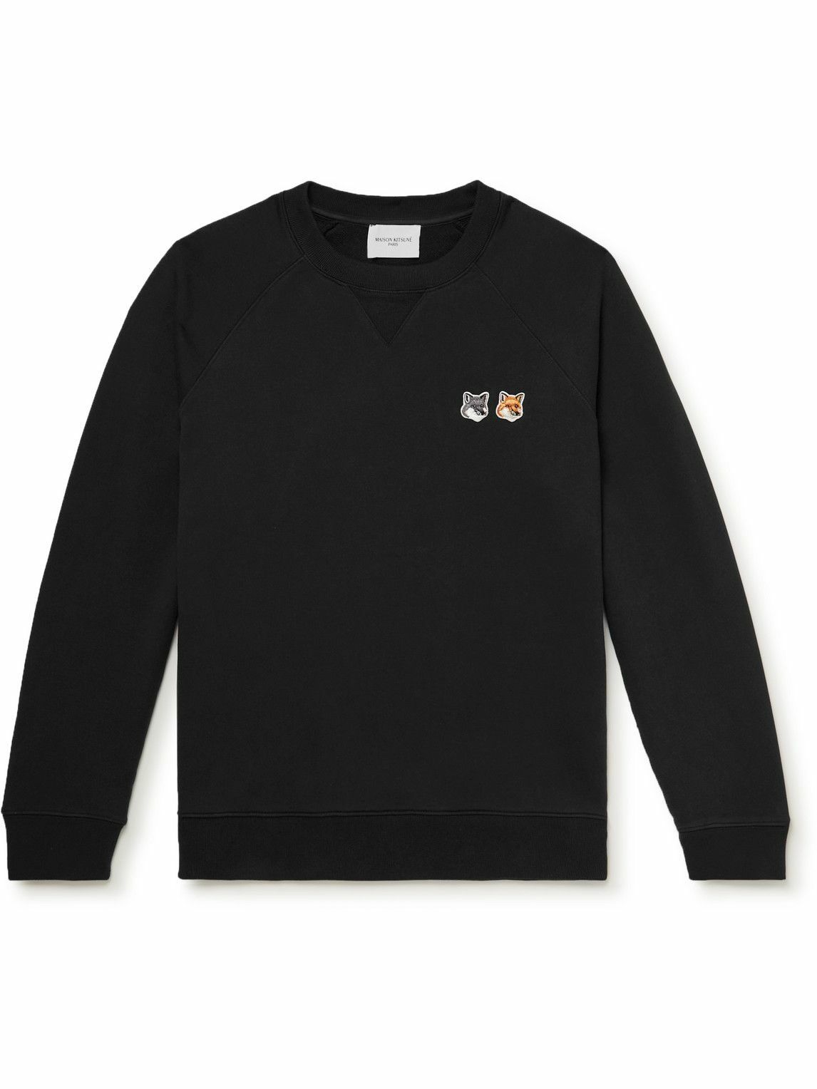 Maison Kitsuné - Logo-Appliquéd Cotton-Jersey Sweatshirt - Gray Maison ...