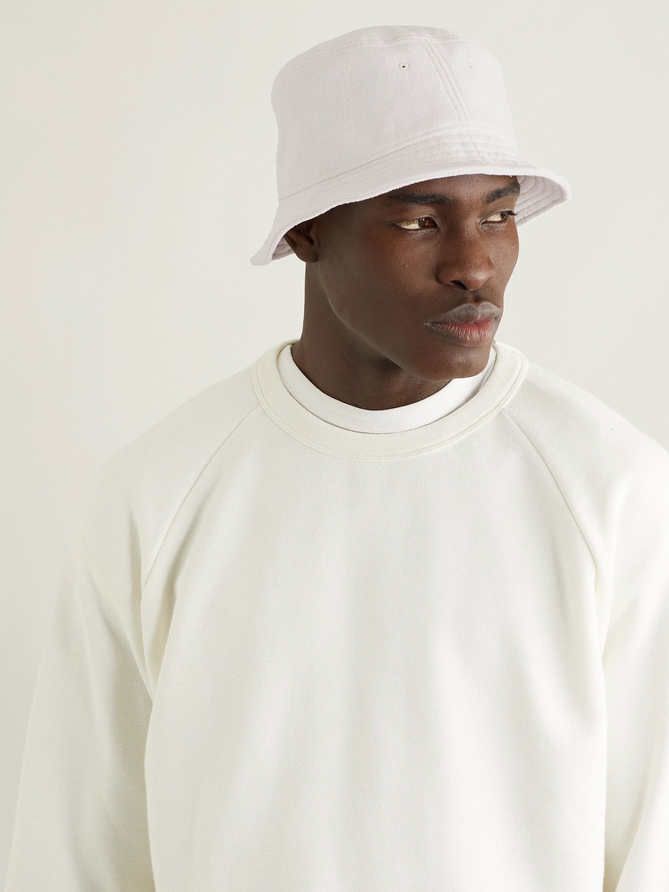 SSAM - Textured Organic Cotton and Silk-Blend Bucket Hat - White SSAM