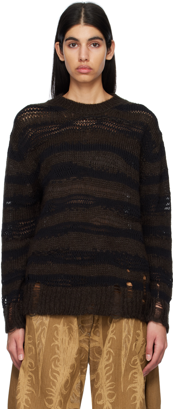 Acne Studios Black & Brown Distressed Sweater Acne Studios