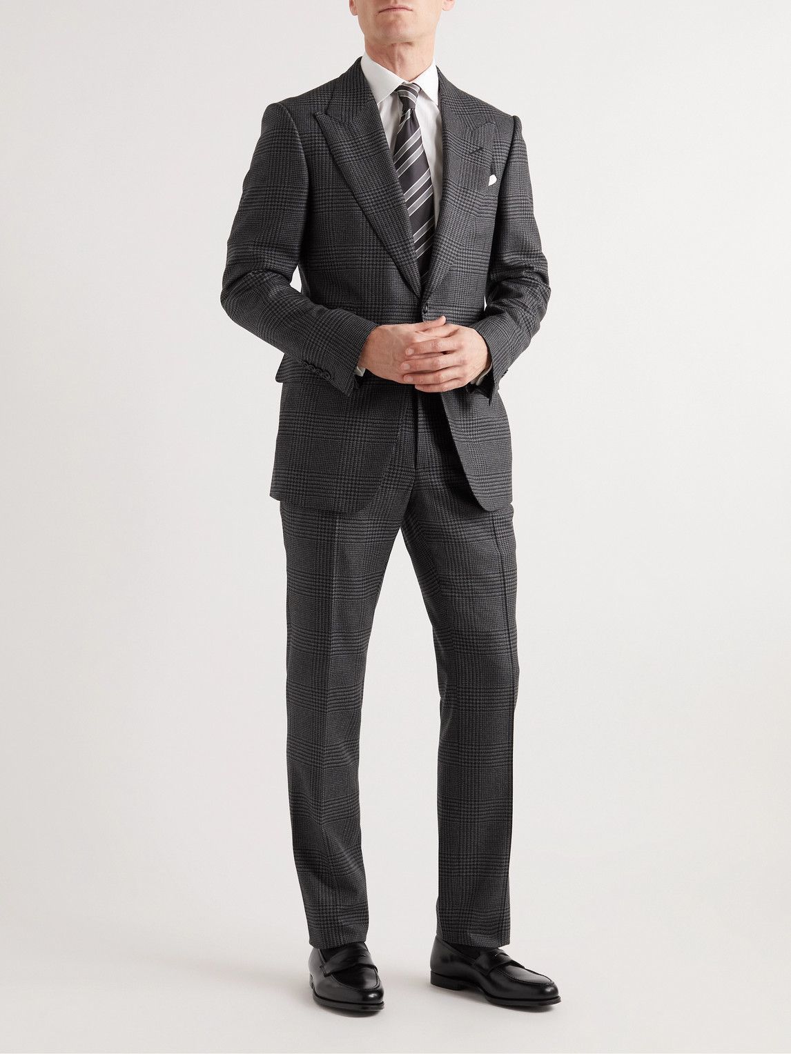 TOM FORD - Slim-Fit Prince of Wales Checked Wool Suit Trousers - Gray TOM  FORD