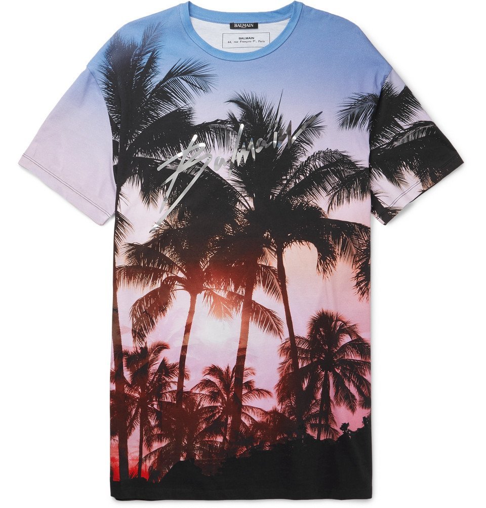 Balmain - Oversized Printed Cotton-Jersey T-Shirt - Men - Pink Balmain