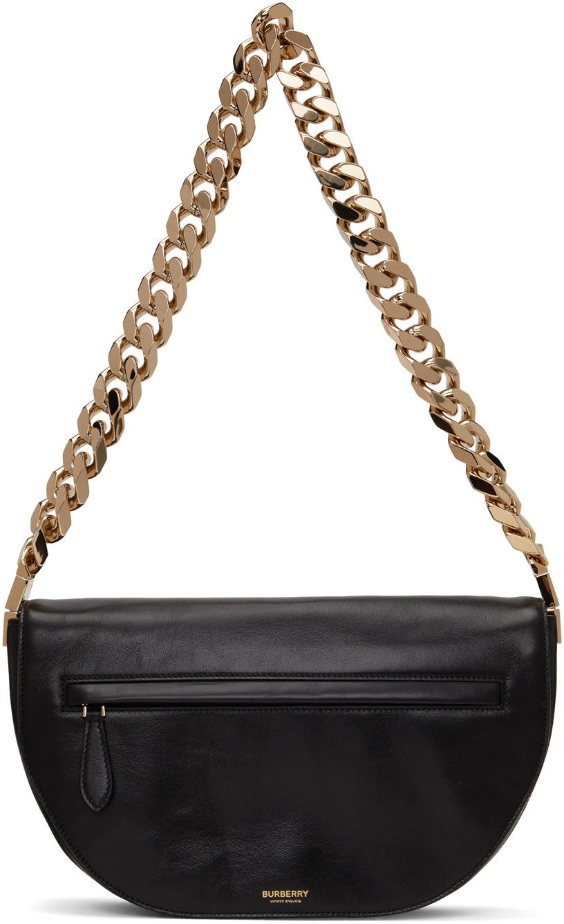 Burberry Black Crinkled Medium Olympia Bag Burberry