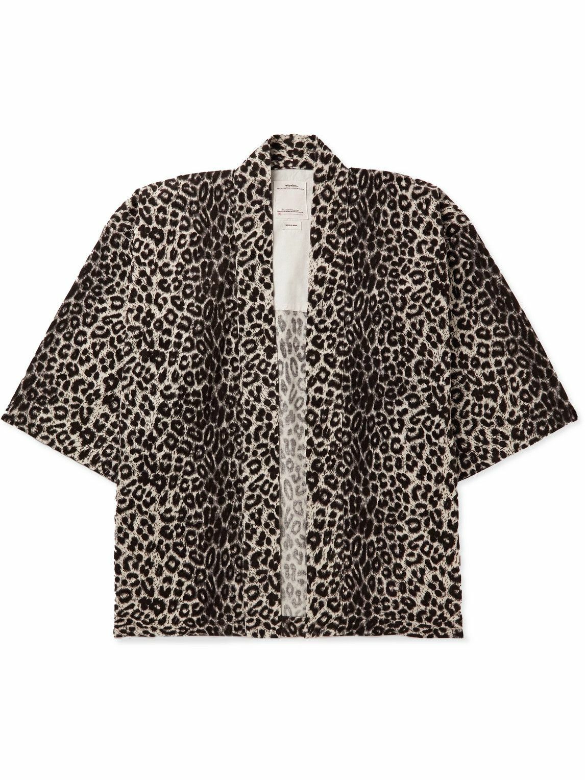 Photo: Visvim - Happy Leopard-Print Cotton-Blend Corduroy Kimono Jacket - Animal print