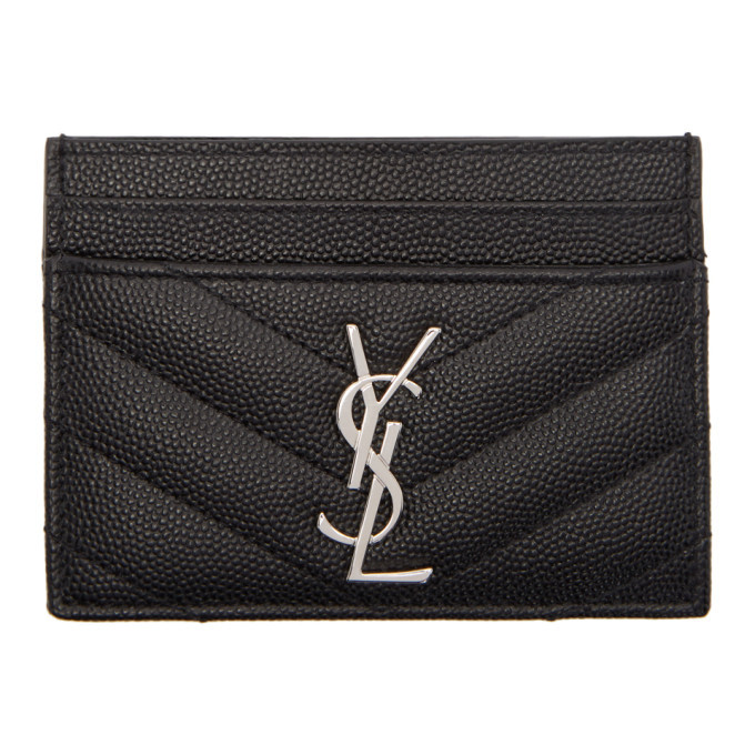 Saint Laurent Black Quilted Monogram Card Holder Saint Laurent