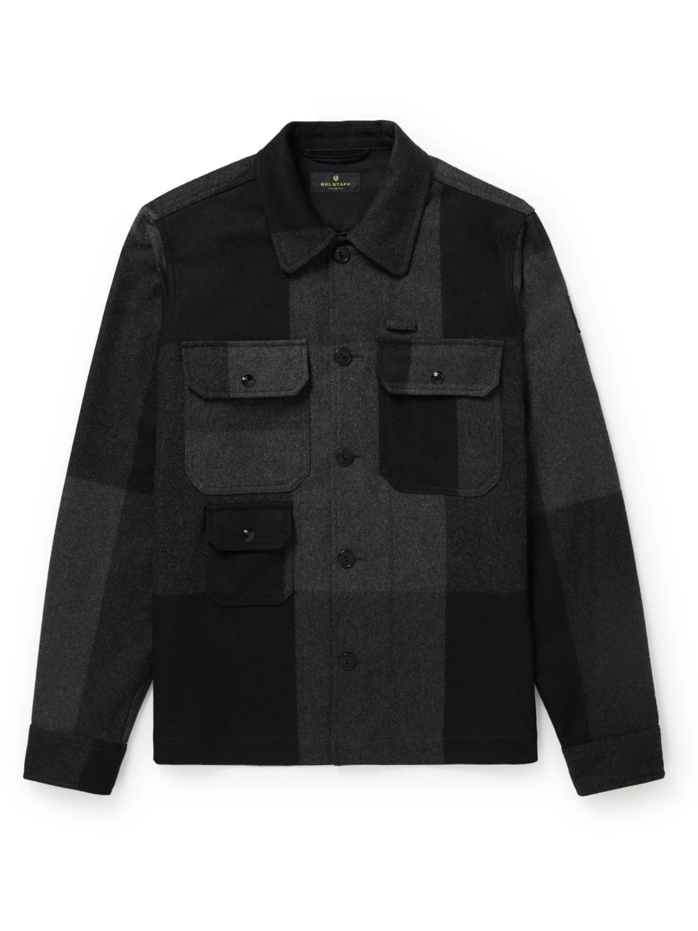 Belstaff - Forge Logo-Appliquéd Checked Wool-Blend Overshirt - Gray ...