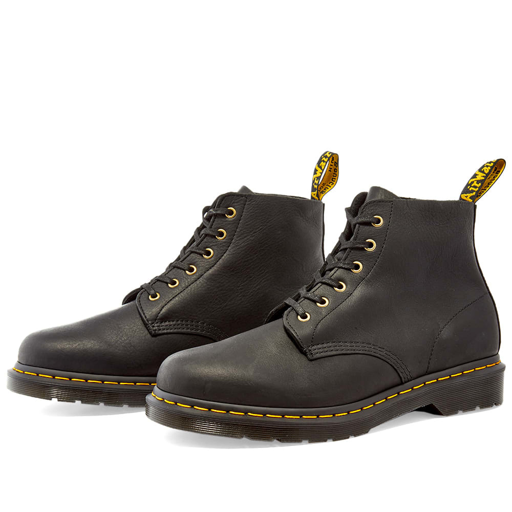 dr martens 101 6 eye leather boots in black