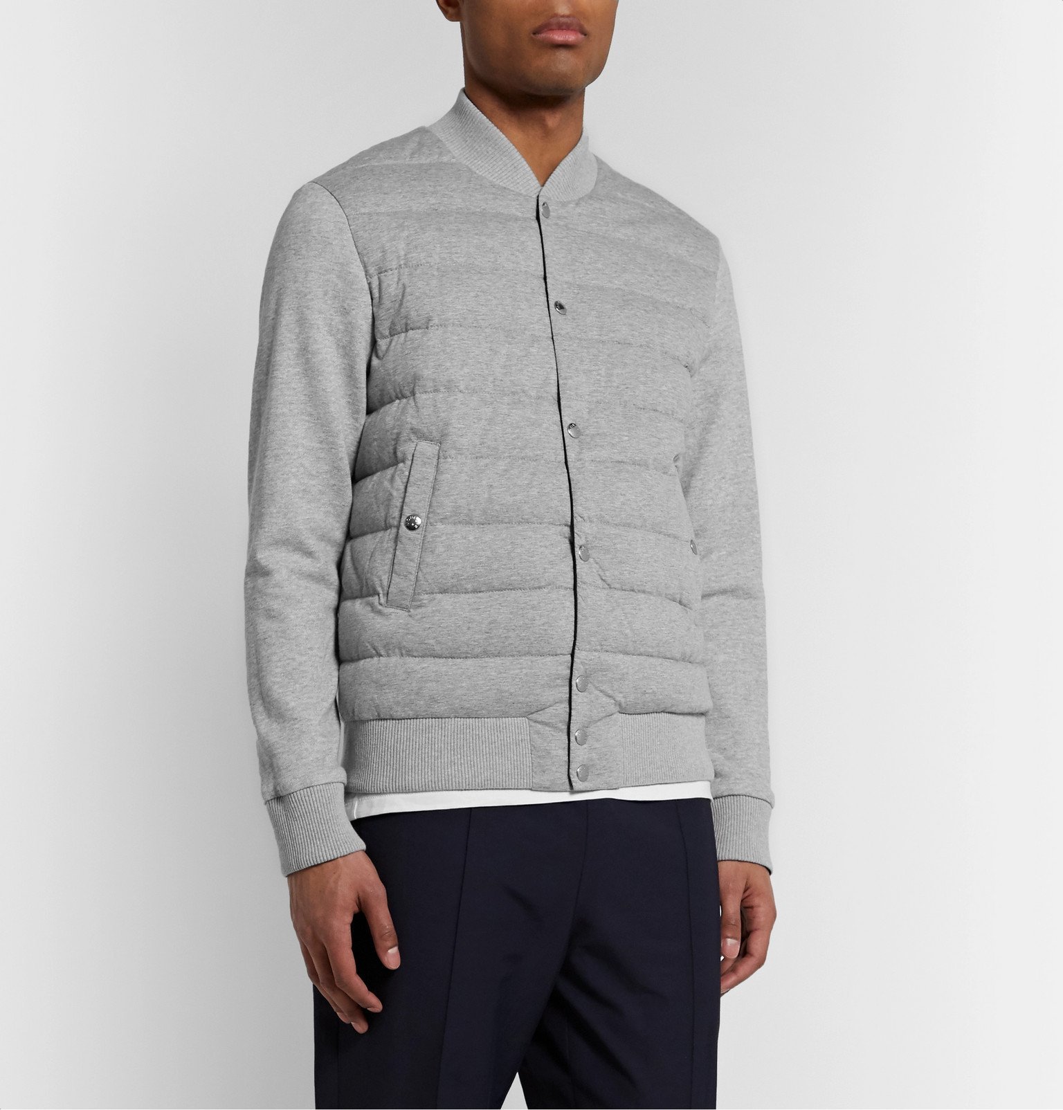 Moncler - Reversible Mélange Cotton-Jersey and Shell Down Bomber Jacket ...
