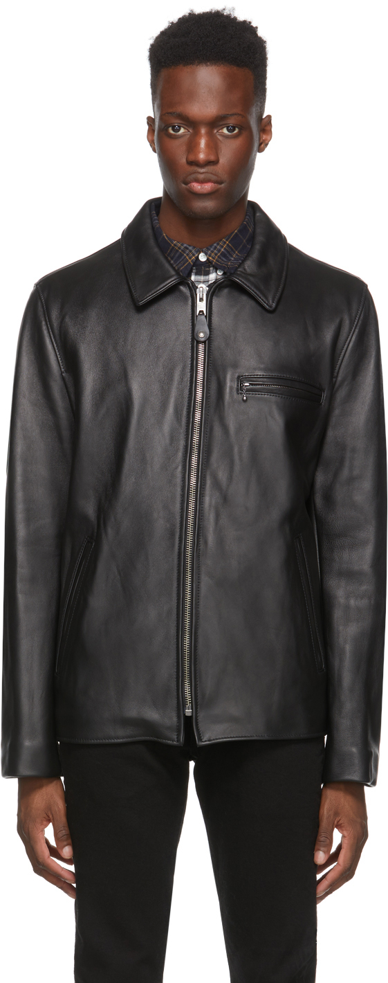 Schott Black Leather Delivery Jacket Schott