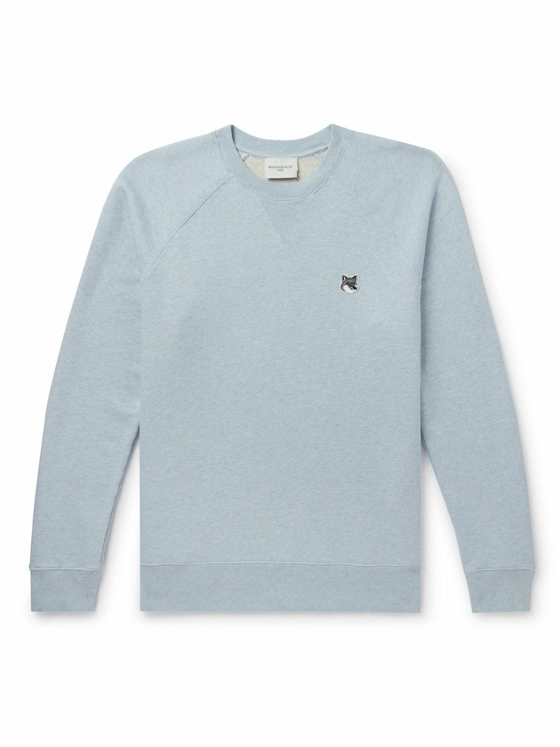 Maison Kitsuné - Logo-Appliquéd Cotton-Jersey Sweatshirt - Blue Maison ...
