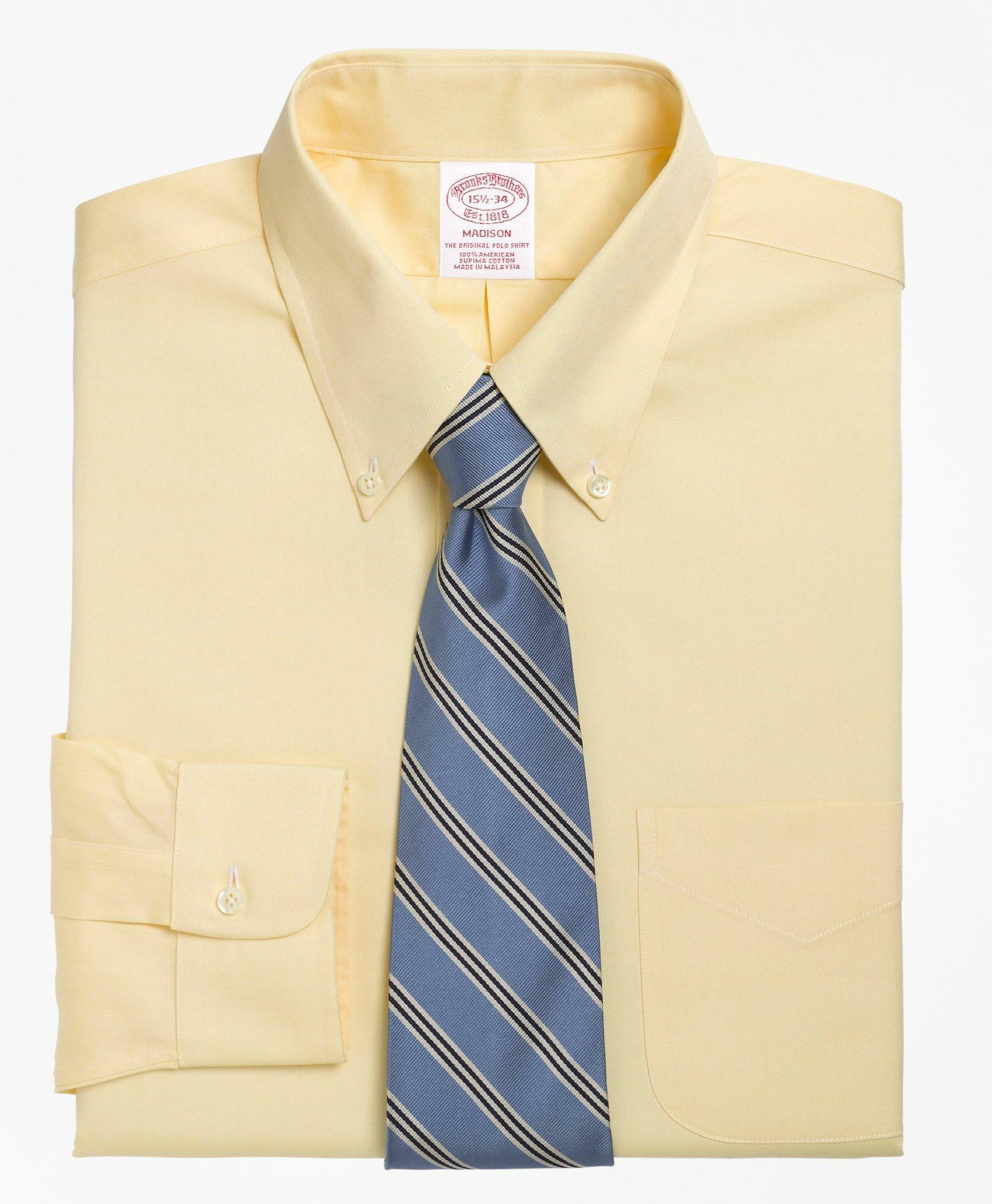 Brooks Brothers Men's Madison Relaxed-Fit Dress Shirt, Button-Down Collar | Yellow
