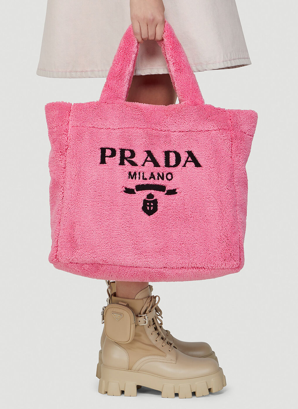 Terry Tote Bag in Pink Prada