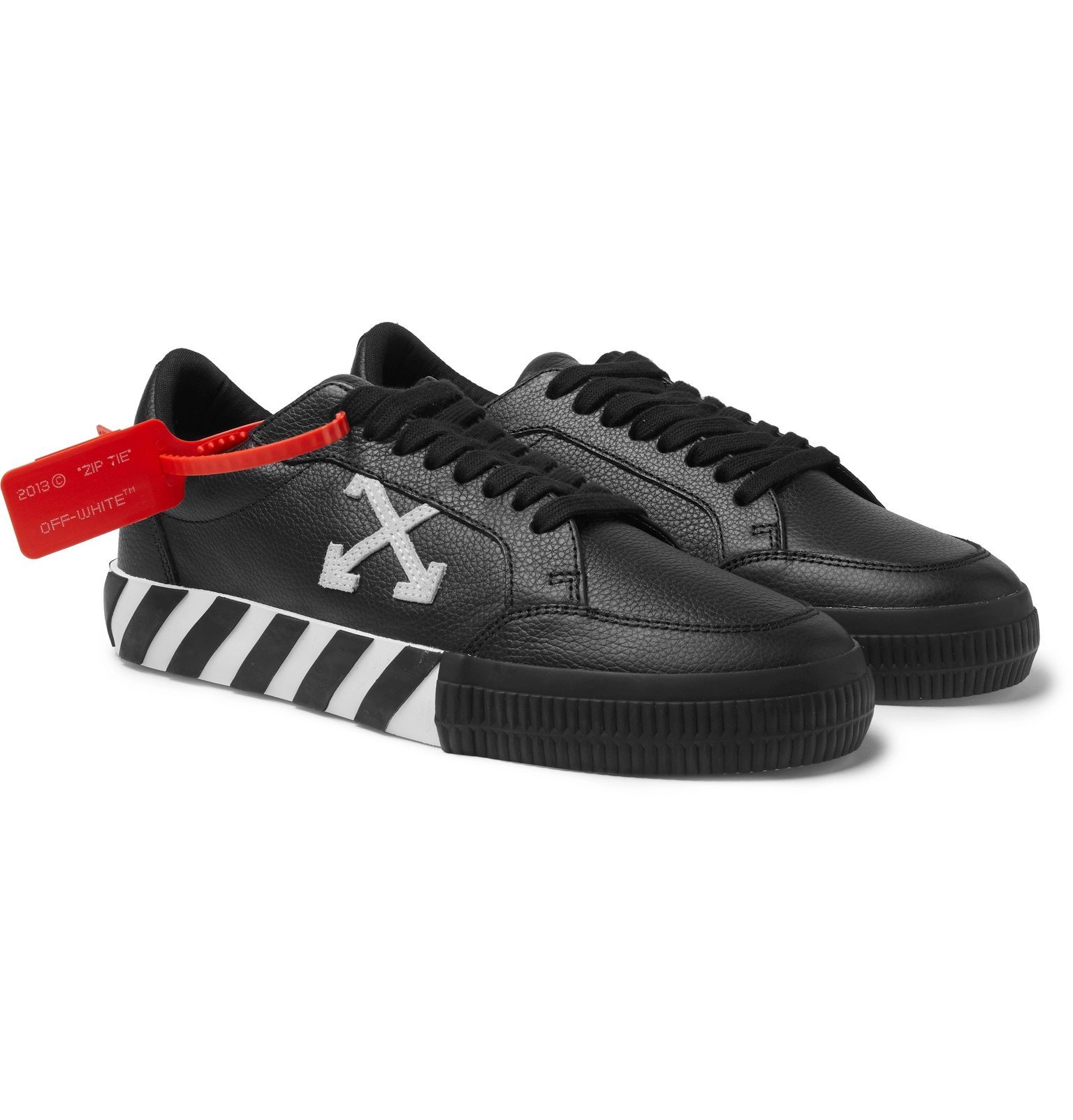 Off-White - Suede-Trimmed Full-Grain Leather Sneakers - Black Off-White