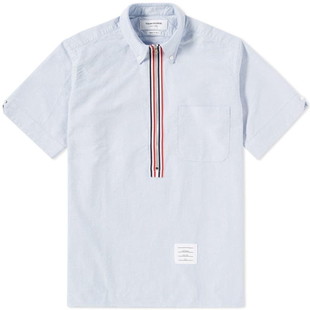 Thom Browne Oxford Zip Popover Shirt Blue Thom Browne