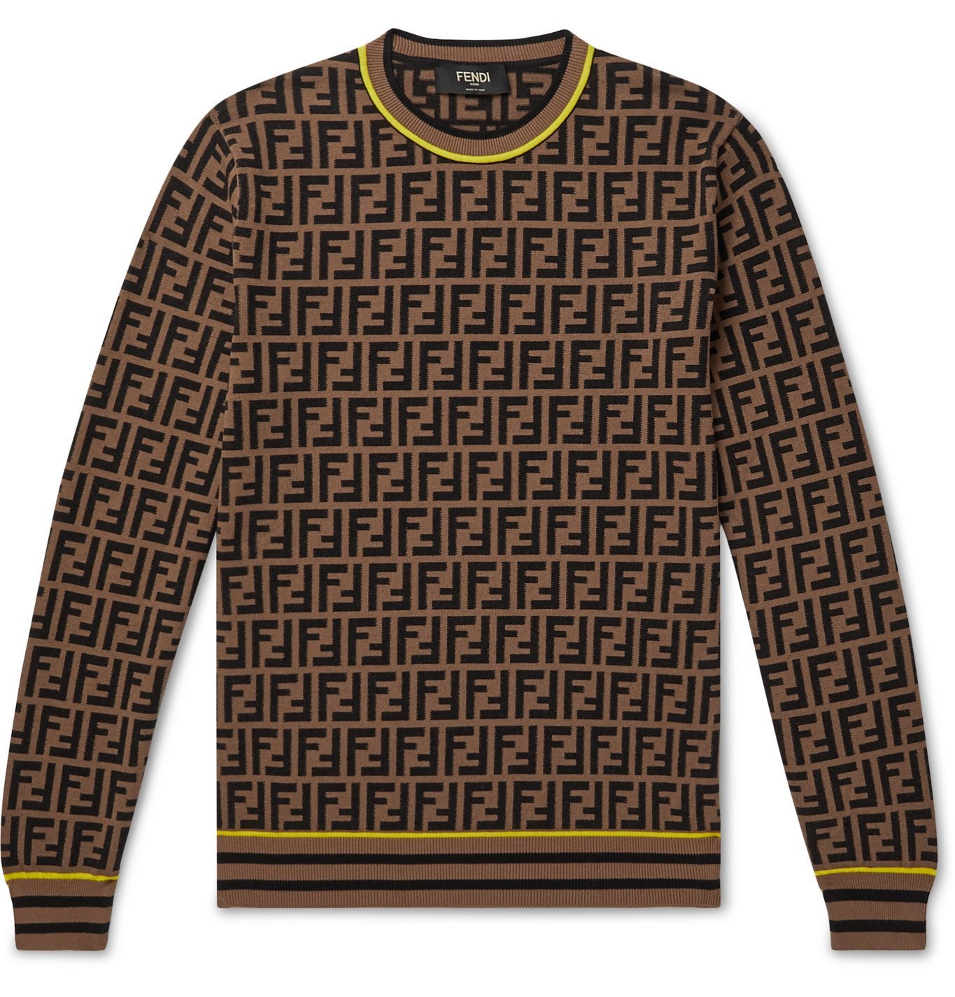 Fendi Logo-Intarsia Knitted Sweater Brown Fendi